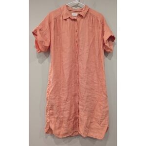J. Crew Relaxed Fit 100% Linen Shirt Dress In Peachy Orange Size Medium